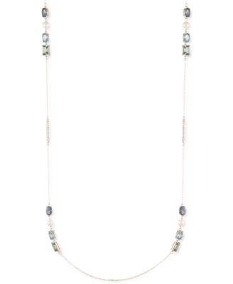 Lauren Ralph Lauren - Gold-Tone Imitation Pearl Blue Stone 42" Strand Necklace
