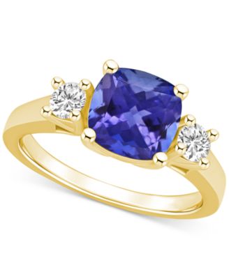 Macy's Brand - Tanzanite (2-1/3 ct. t.w.) & Diamond (1/3 ct. t.w.) Cushion Ring in 14k Gold