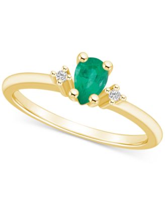 Macy's Brand - Emerald (3/8 ct. t.w.) & Diamond Accent Pear Ring in 14k Gold (Also in Sapphire, & Pink Sapphire)