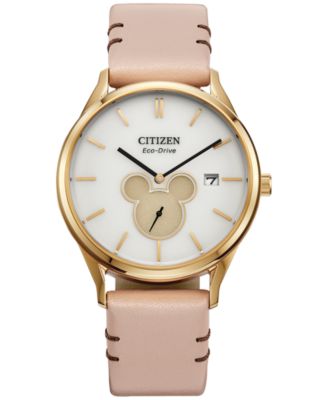 Citizen - Women's Disney Mickey Mouse Beige Leather Strap Watch 40mm