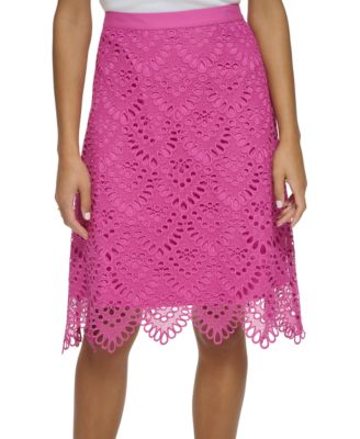 Donna Karan - Women's Tile Lace Scalloped-Hem Skirt