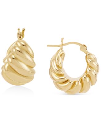 Macy's Brand - Polished Shrimp Design Hoop Earrings in 14k Yellow Gold