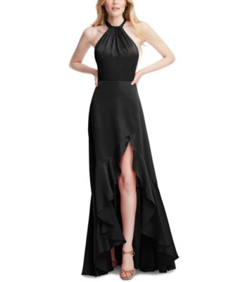 Social Bridesmaids - Women's High-Slit Ruffled-Hem Gown