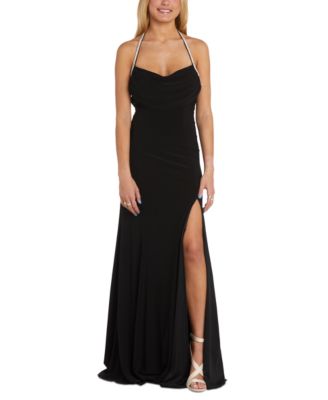 Morgan & Company - Juniors' Embellished-Strap Velvet Gown