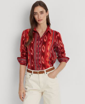 Lauren Ralph Lauren - Petite Printed Buttoned Long Sleeve Top