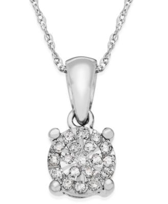 Macy's Brand - Diamond Cluster Pendant Necklace in Sterling Silver (1/10 ct. t.w.)