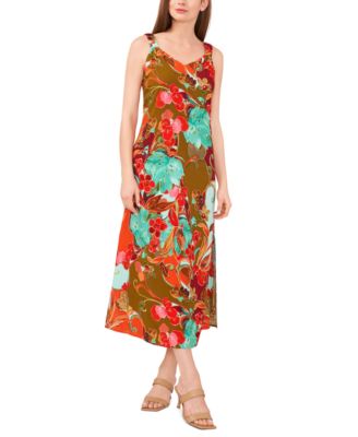 Sam & Jess - Petite Ruched-Strap Floral Maxi Dress