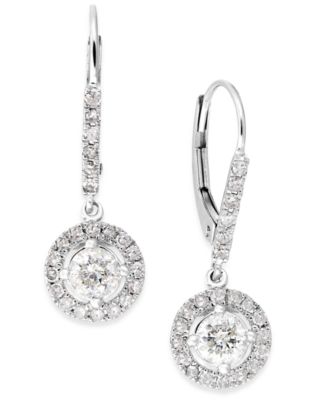 Macy's Brand - Diamond Dangle Drop Earrings in 14k White Gold (1 ct. t.w.)