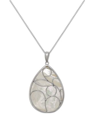 Macy's - Caged Genuine Mother of Pearl Pendant Necklace in Sterling Silver (33mm)