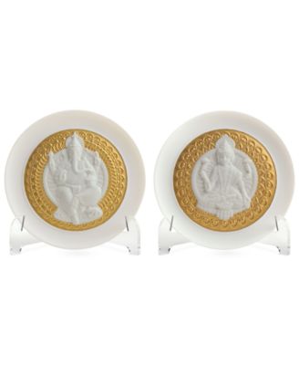 Lladró - Lladro Goddess Lakshmi & Lord Ganesha Plates, Set of 2