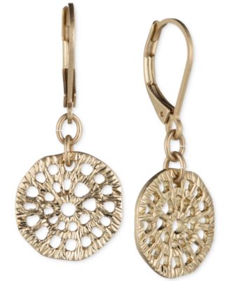 lonna & lilly - Gold-Tone Textured Disc Drop Earrings