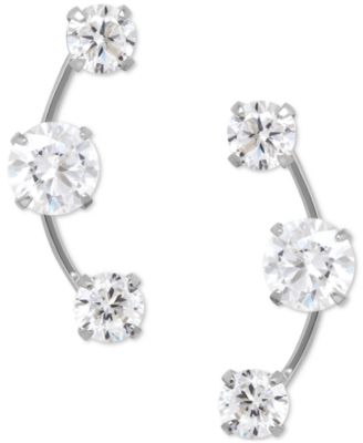 Macy's Brand - Cubic Zirconia 3-Stone Ear Climber Earrings in 14k Yellow, White, or Rose Gold