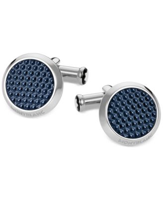 Montblanc - Unisex Meisterst&uuml;ck Classic Stainless Steel with Blue Lacquer Inlay Cuff Links 112904