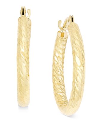 Macy's Brand - Textured Wide Hoop Earrings in 10k Gold