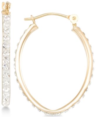 Macy's Brand - Crystal Pav&eacute; Tapered Hoop Earring in 10k Gold
