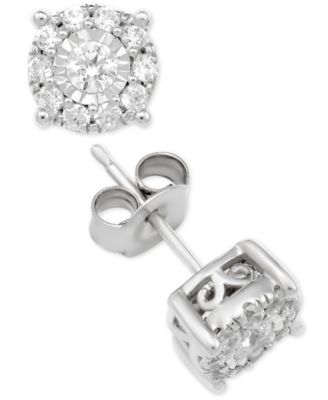 Macy's Brand - Diamond Halo Stud Earrings (1 ct. t.w.) in 14k Gold, White Gold or Rose Gold
