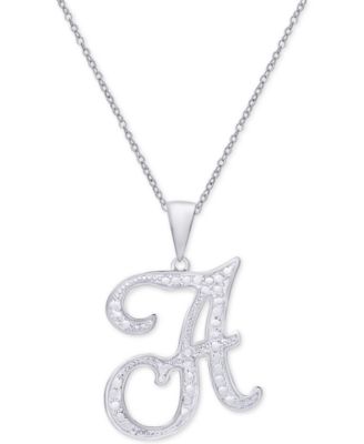 Macy's Brand - Diamond Accent Script Initial Pendant Necklace in Silver Plate