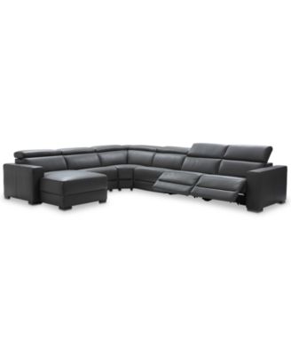 Furniture - Nevio 6-Pc. Leather Sectional w/ Chaise & 2 Power Recliners, Only at Macy's