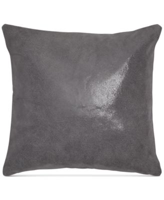 Donna Karan - Moonscape Reversible Leather Charcoal 16" Square Decorative Pillow