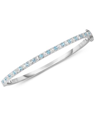 Macy's - Blue Topaz (1-3/8 ct. t.w.) & White Topaz (1-3/8 ct. t.w.) Bangle Bracelet in Sterling Silver