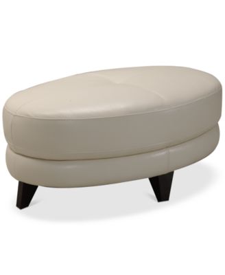 Furniture - Myia Leather Oval Ottoman, Only at Macy's