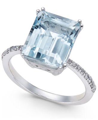 EFFY Collection - Aquamarine (3-3/4 ct. t.w.) and Diamond (1/6 ct. t.w.) Ring in 14k White Gold