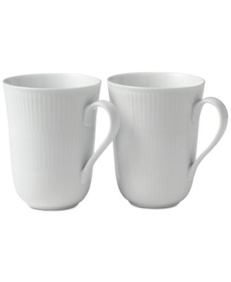 Royal Copenhagen - White Fluted Mugs, Set of 2