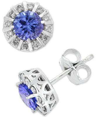 EFFY Collection - Sapphire (1-1/8 ct. t.w.) & Diamond (1/3 ct. t.w.) Stud Earrings in 14k White Gold (Also available in Ruby, Emerald & Tanzanite)