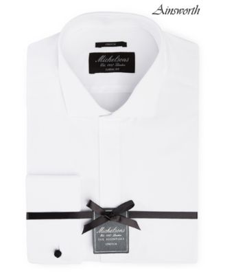 Michelsons - Men's Classic/Regular Fit Stretch Solid French Cuff Tuxedo Shirt