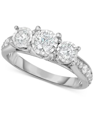 TruMiracle - Diamond Three-Stone Ring (1 ct. t.w.) in 14k White, Yellow or Rose Gold