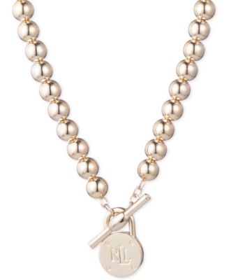 Lauren Ralph Lauren - Gold-Tone Logo Beaded 17" Collar Necklace