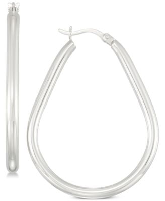 Simone I. Smith - Polished Teardrop Hoop Earrings in Sterling Silver