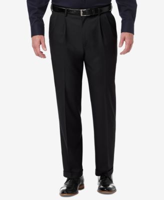 Haggar - Men's Premium Comfort Stretch Classic-Fit Solid Pleated Dress Pants