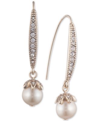 Marchesa - Gold-Tone Pav&eacute; & Imitation Pearl Drop Earrings