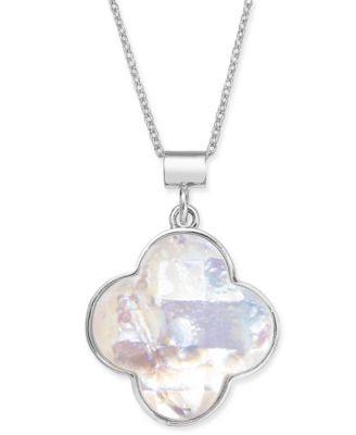 Macy's - Mother-of-Pearl Clover 18" Pendant Necklace in Sterling Silver