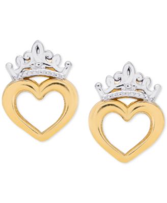 Disney - Children's Tiara Heart Stud Earrings in 14k Gold