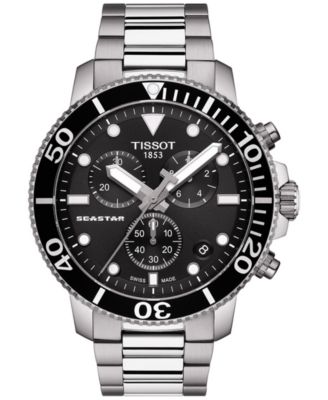 Tissot - Men's Swiss Chronograph Seastar 1000 Stainless Steel Bracelet Watch 45.5mm