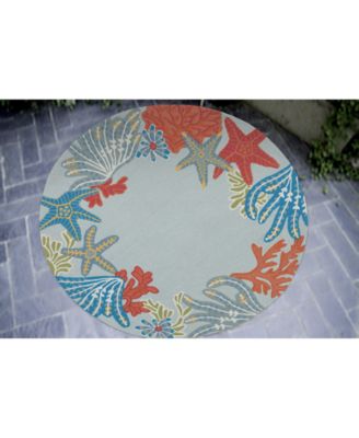 Liora Manne' - Ravella 2256 Ocean Scene Blue 5' Indoor/Outdoor Round Area Rug