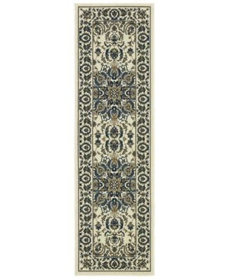 Oriental Weavers - Marina 1248W Ivory/Navy 2'3" x 7'6" Indoor/Outdoor Runner Area Rug