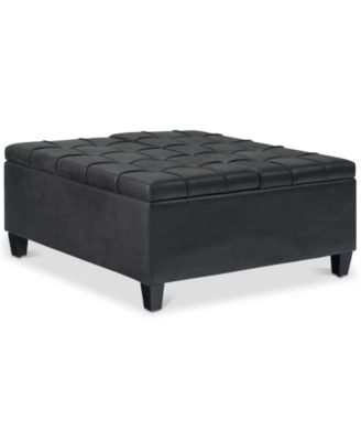 Simpli Home - Harrison Coffee Table Storage Ottoman, Quick Ship