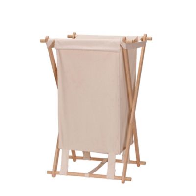 Household Essentials - Collapsible Wood X-Frame Laundry Hamper