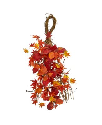 Nearly Natural - 26” Mixed Japanese Maple, Magnolia Leaf and Berries Artificial Teardrop