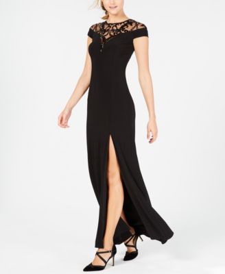 Adrianna Papell - Sequin-Illusion Slit Gown