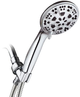 Aquadance - 5" 6-Setting All Chrome High Pressure Hand Held Shower Head with Hose