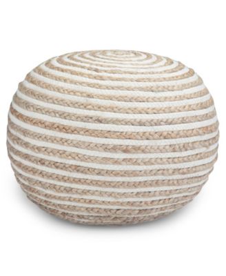 Simpli Home - Yolanda Round Pouf, Quick Ship