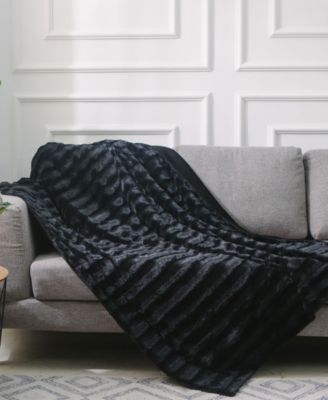Cheer Collection - Ultra Soft Faux Fur to Microplush Reversible Cozy Warm Throw Blanket