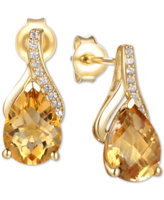 Macy's Brand - Amethyst (2-1/10 ct. t.w.) & Diamond Accent Drop Earrings in 14k Rose Gold (Also Available in Rhodolite Garnet, Mystic Topaz, Citrine, and Blue Topaz)