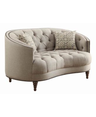 COASTER COMPANY OF AMERICA - Avonlea Loveseat with Button Tufting and Nailhead Trim Beige