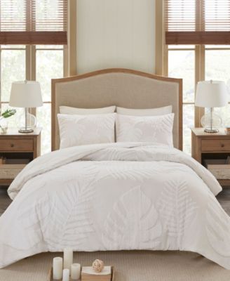 Madison Park - Bahari Tufted Cotton Chenille Palm Duvet Cover Set