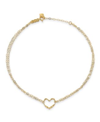 Macy's Brand - Double Strand Heart Anklet With 1-inch Extension in 14k Yellow Gold